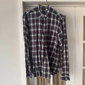 Men's GAP Plaid Black White Purple SZ Medium